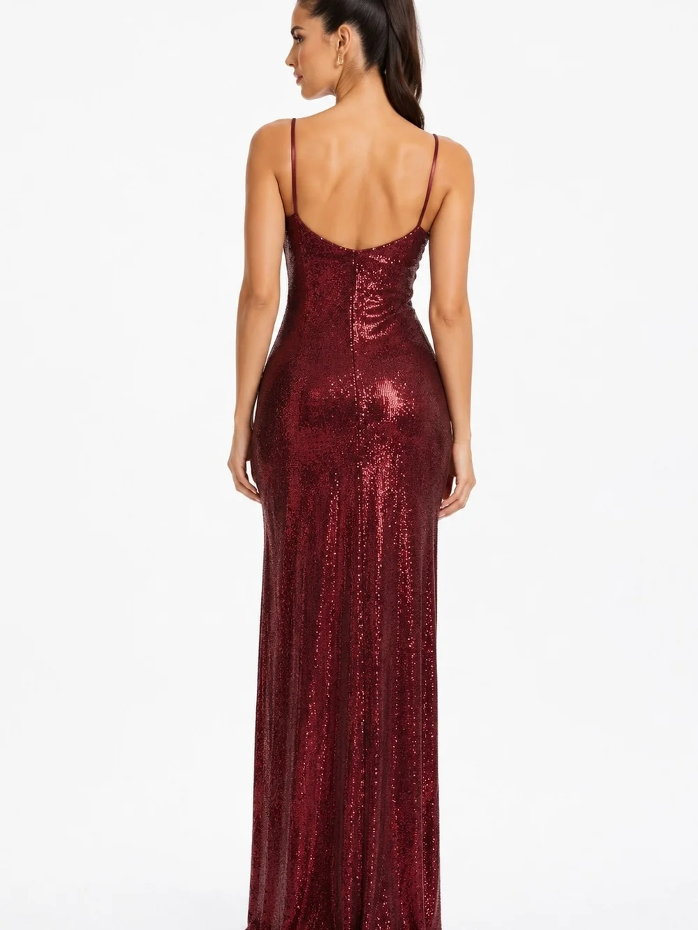 Emerald Sundae Women’s Burgundy Sequin Maxi Dress XL.